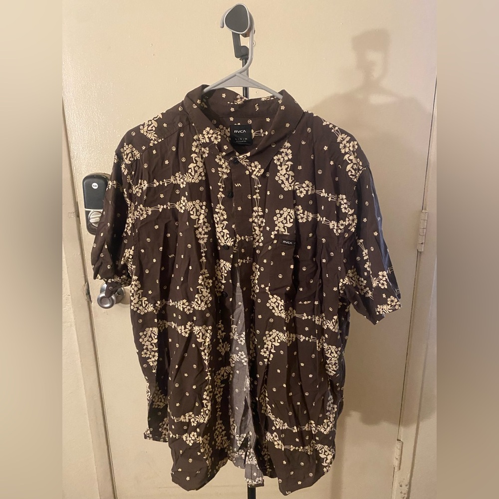 Rvca Brown Floral Shirt